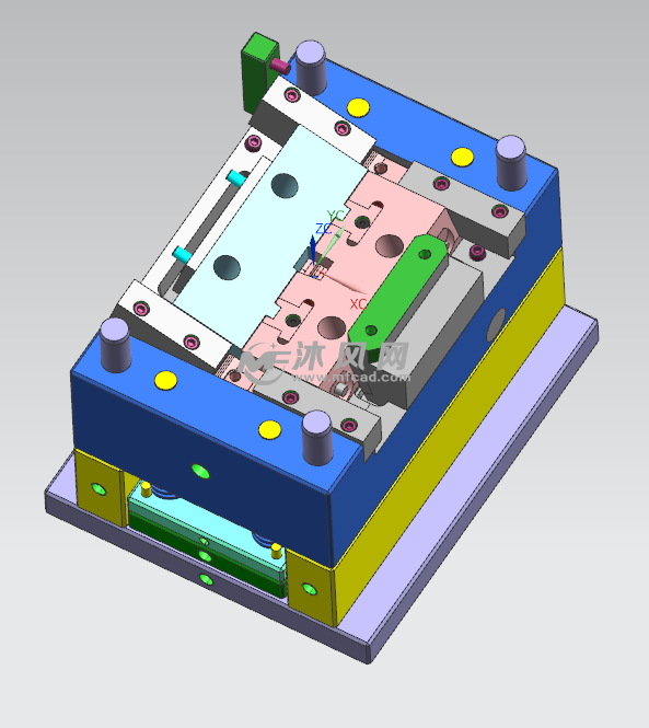 玩具零件一個斜行位一個常規行位模具圖